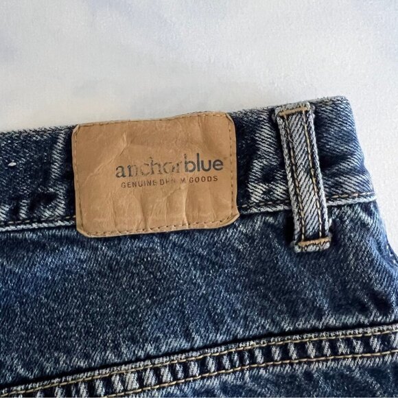 Anchor Blue Distressed Raw Hem Painted Y2K Denim Jorts - Picture 6 of 8